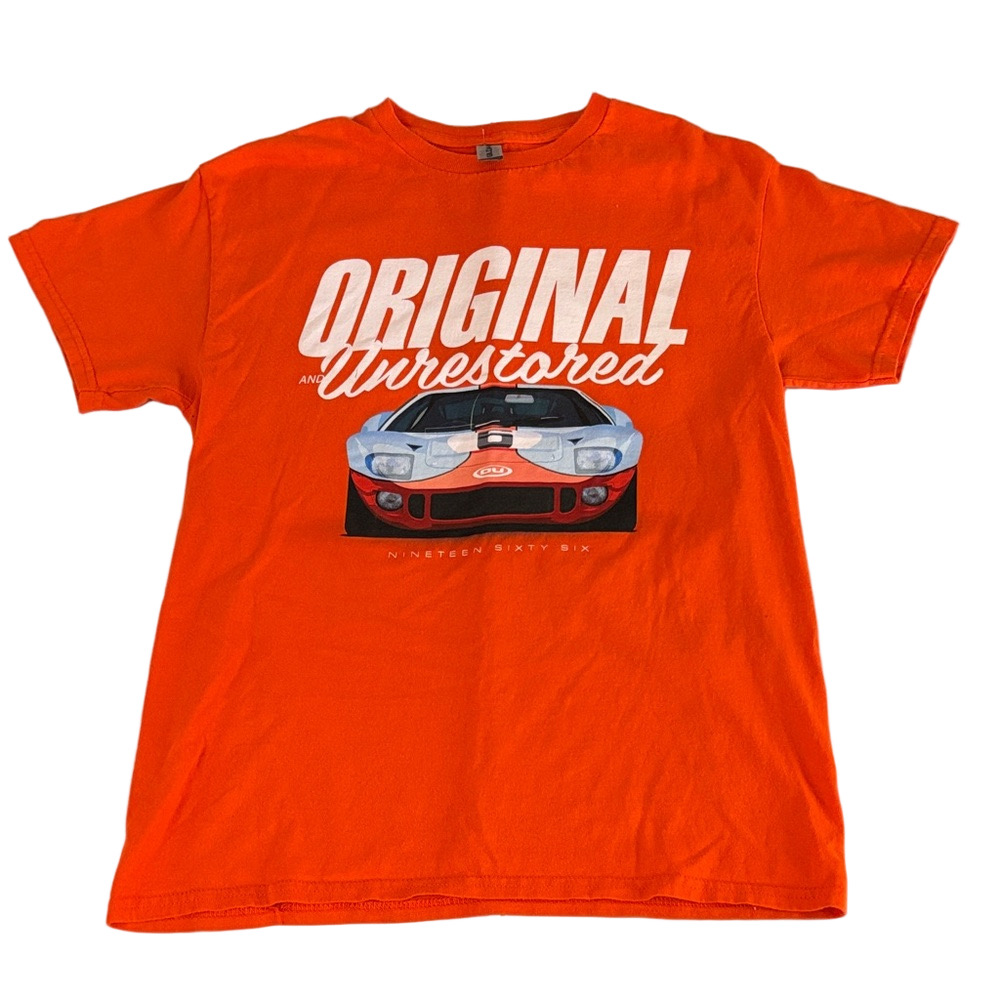 1966 Ford GT40 Original & Unrestored Graphic Tee Men’s Medium Orange - Picture 2 of 7